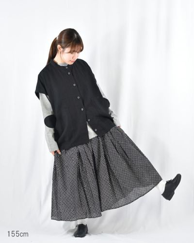 Styled by soil リネンガーゼ ギャザー 息苦しく スカート ロング 白ソイル