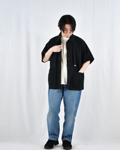 DANTON オーガニックワッシャーブロードカバーオール半袖シャツ