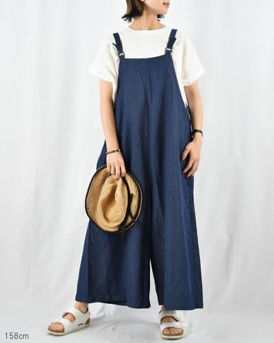 Sarahwear コットンリネンデニムサロペット | FRENCH Bleu .rooms