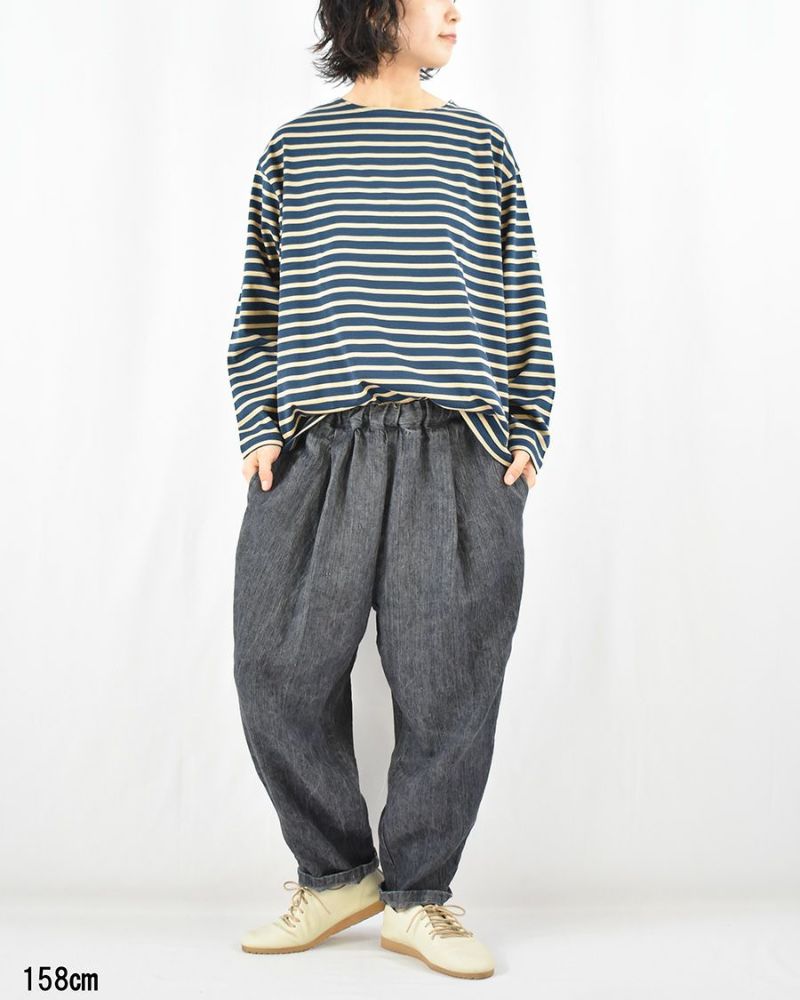 motomi.m リネンデニムタックパンツ | FRENCH Bleu .rooms