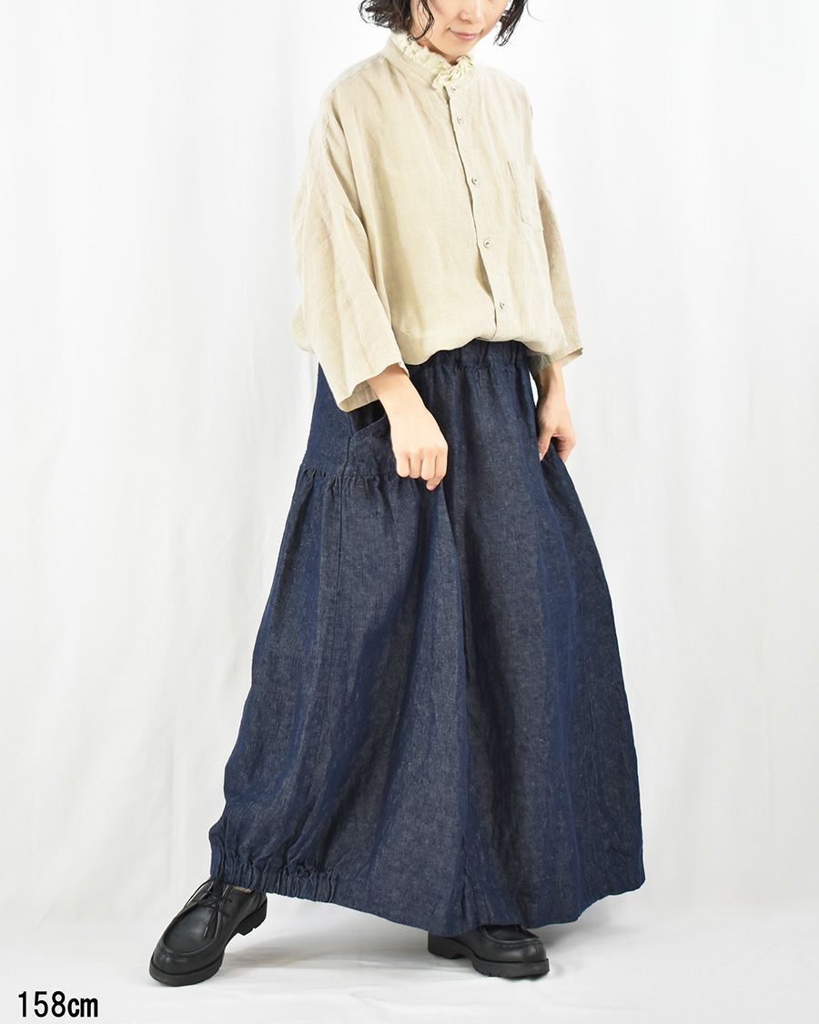 motomi.m リネンデニムパネルスカート | FRENCH Bleu .rooms