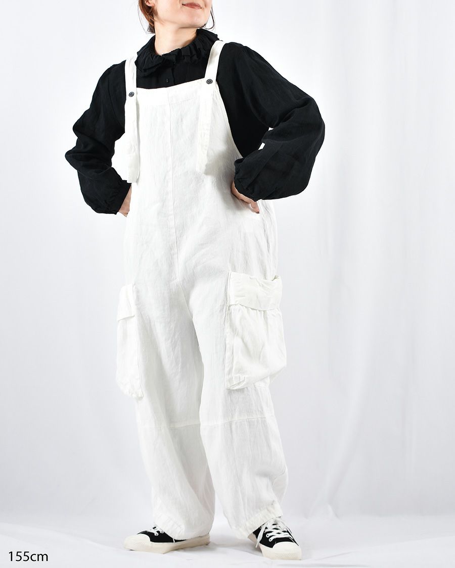 motomi.m リネンデニムポケットサロペット | FRENCH Bleu .rooms