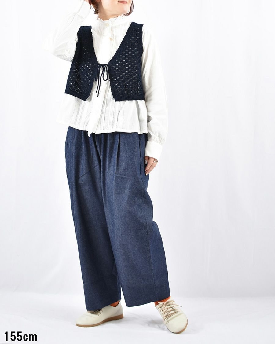 Brocante ブロカント　キナリデニムアンプリッセパンツ　フレンチブリュ Brocante / ブロカント] 生成デニム アンプリッセパンツ | Domingo